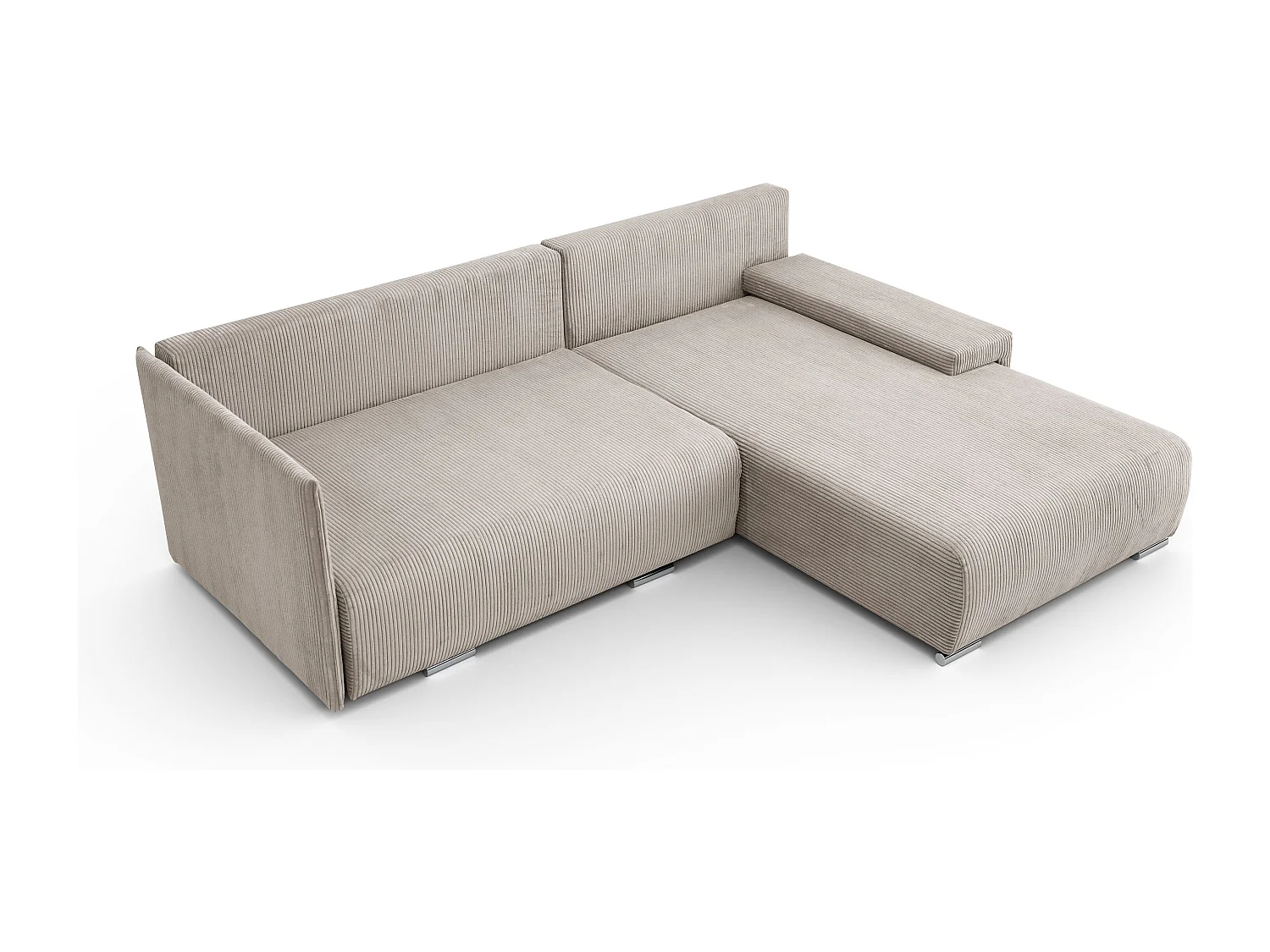 Canapé d'angle, Canapé en L, Tissu côtelé Poso, Beige, Droite, Livorno L