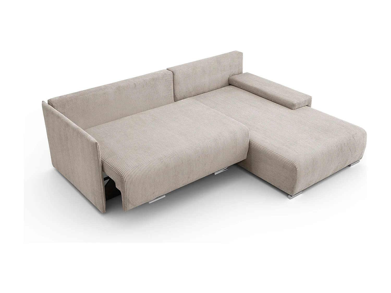 Canapé d'angle, Canapé en L, Tissu côtelé Poso, Beige, Droite, Livorno L