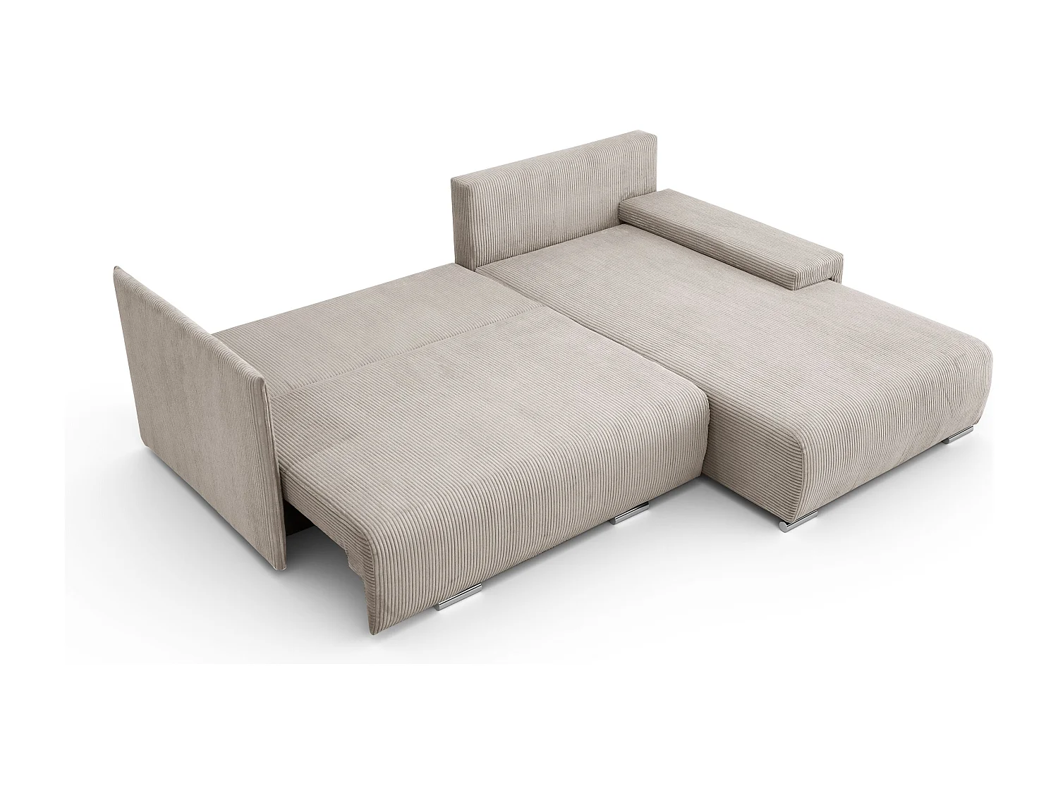 Canapé d'angle, Canapé en L, Tissu côtelé Poso, Beige, Droite, Livorno L