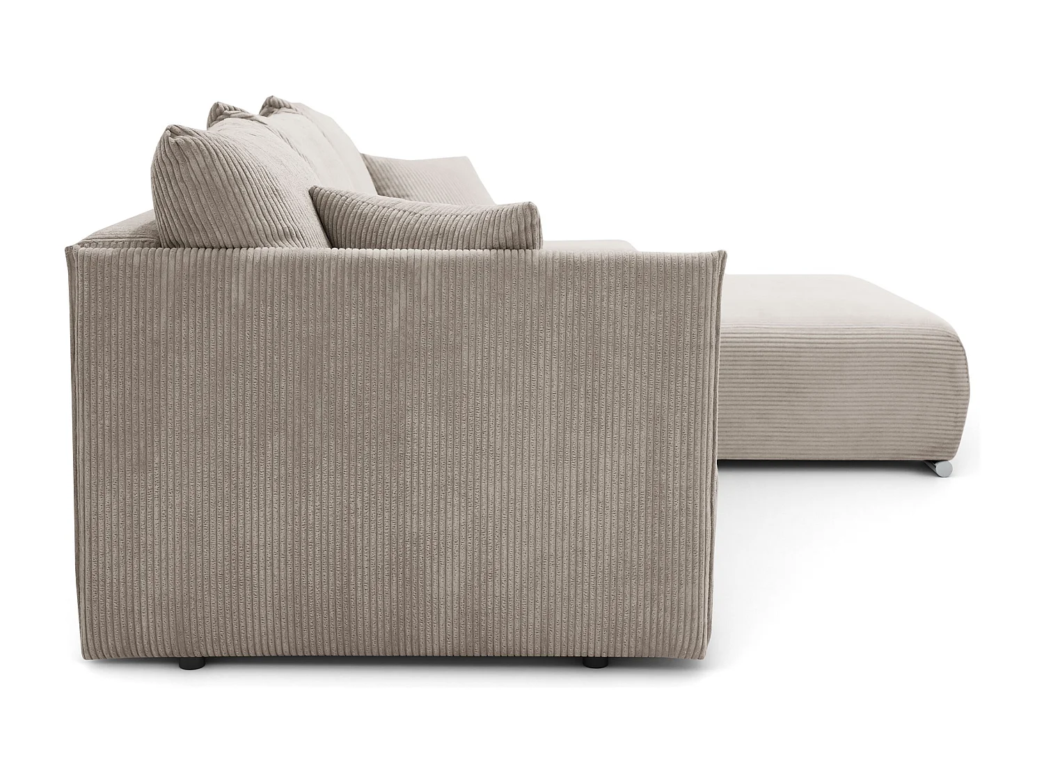 Canapé d'angle, Canapé en L, Tissu côtelé Poso, Beige, Droite, Livorno L