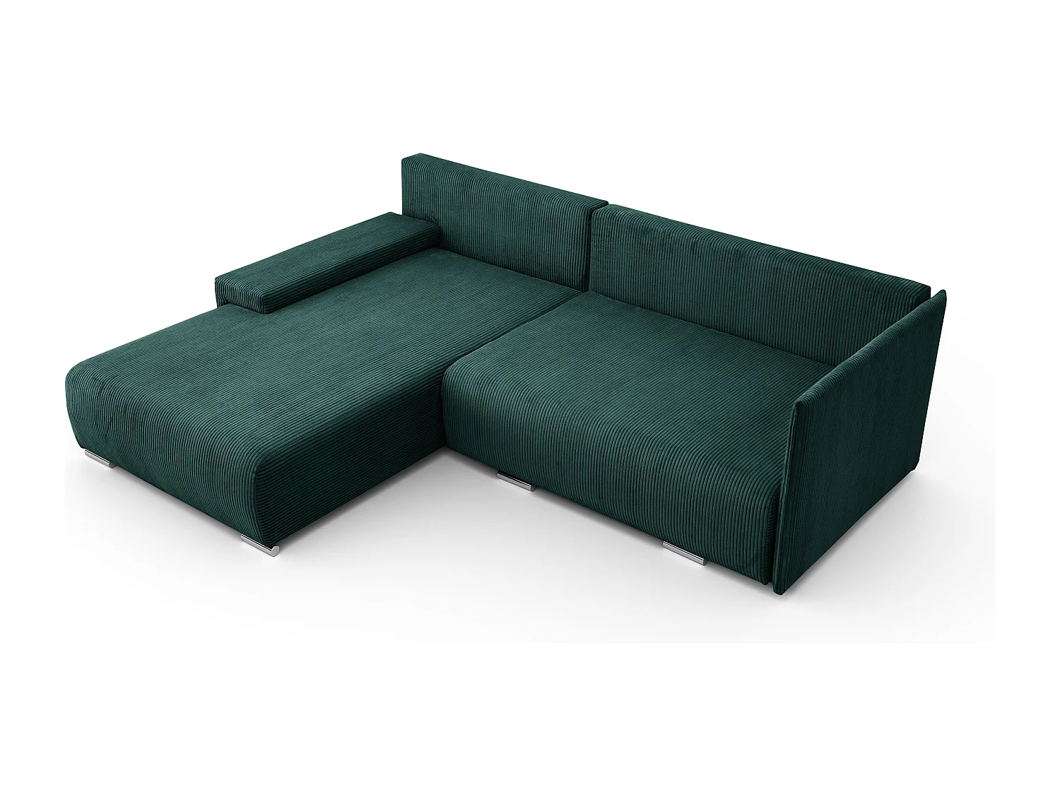 Canapé d'angle, Canapé en L, Tissu côtelé Poso, Vert, Gauche, Livorno L