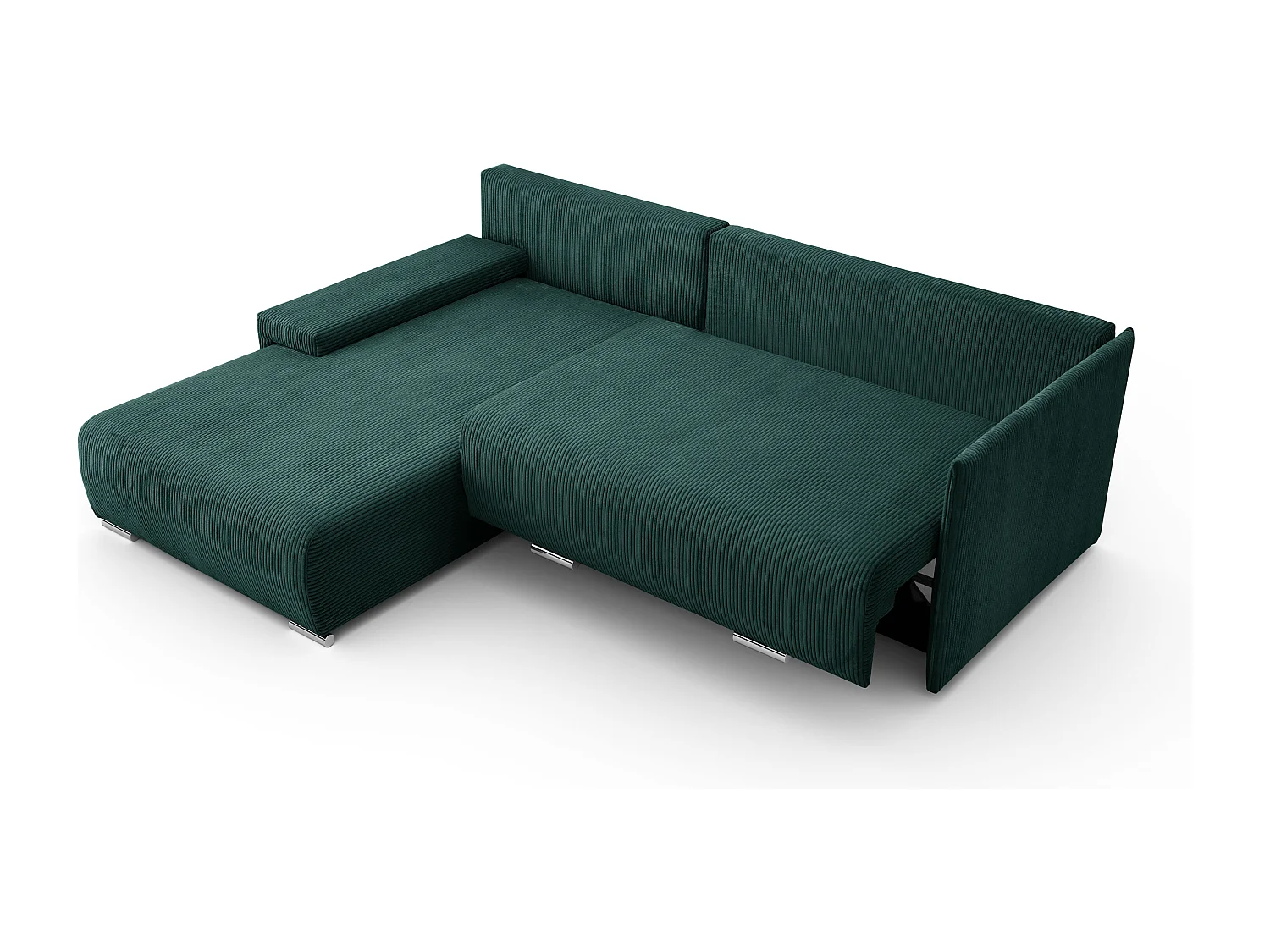 Canapé d'angle, Canapé en L, Tissu côtelé Poso, Vert, Gauche, Livorno L