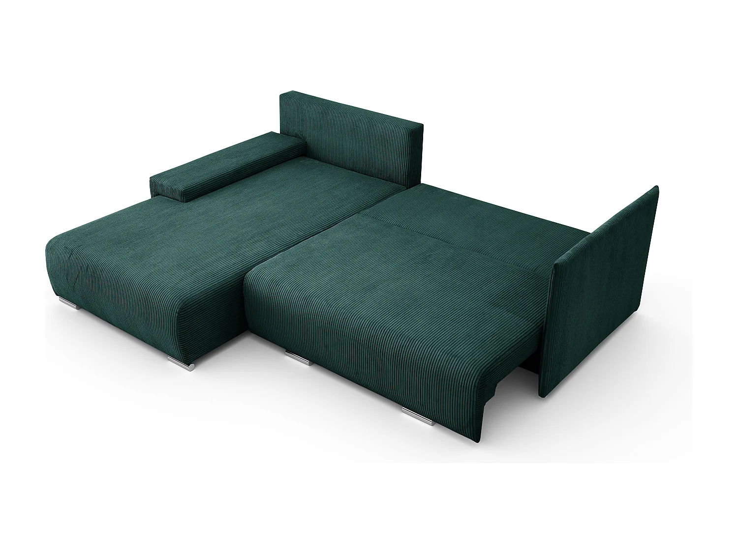 Canapé d'angle, Canapé en L, Tissu côtelé Poso, Vert, Gauche, Livorno L