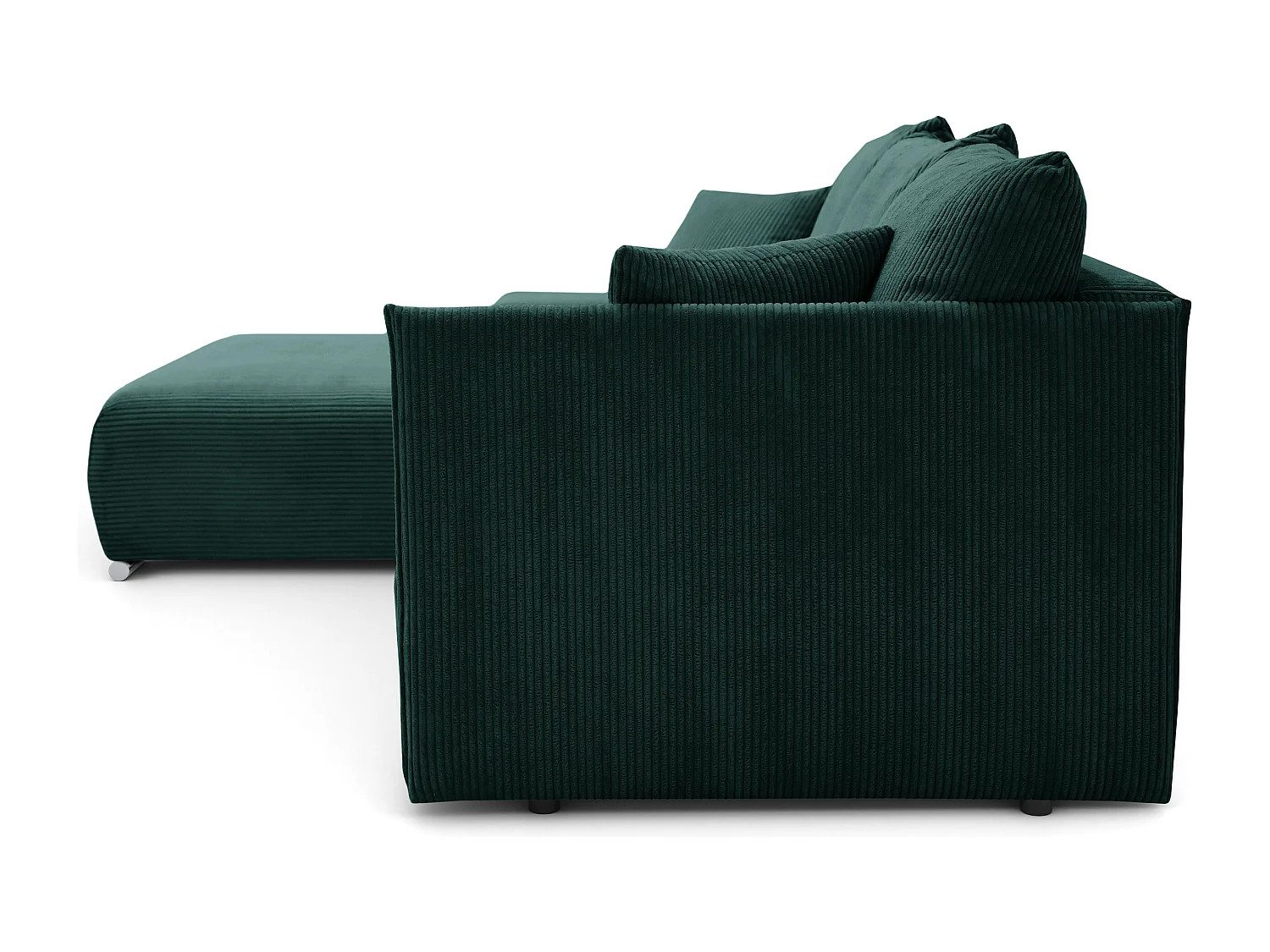 Canapé d'angle, Canapé en L, Tissu côtelé Poso, Vert, Gauche, Livorno L
