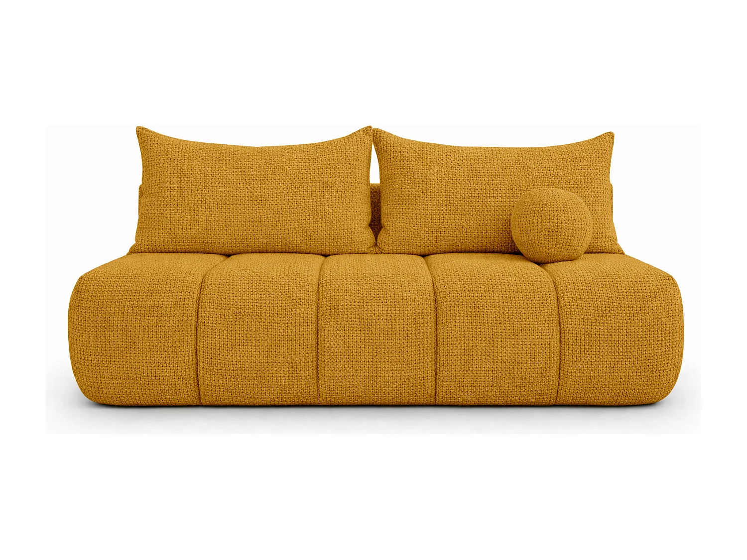 Canapé convertible avec fonction couchage et coffre de rangement, tissu chenille Flow, Jaune, PIANO