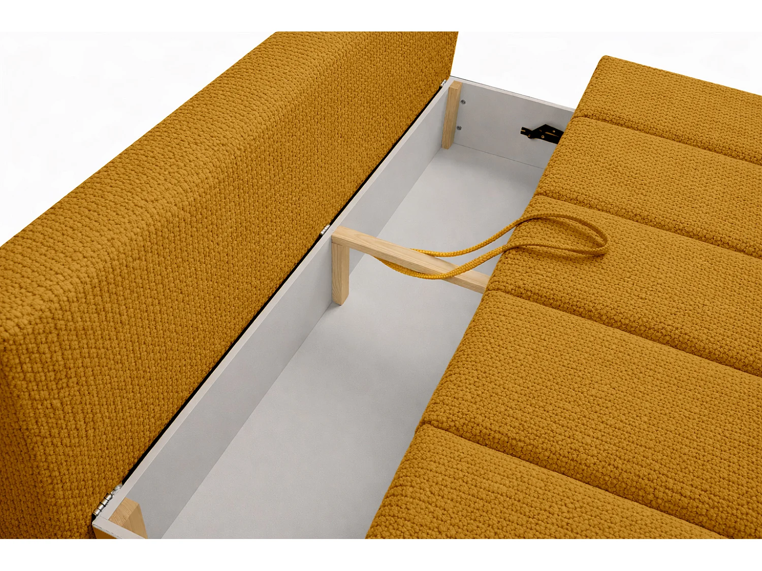 Canapé convertible avec fonction couchage et coffre de rangement, tissu chenille Flow, Jaune, PIANO