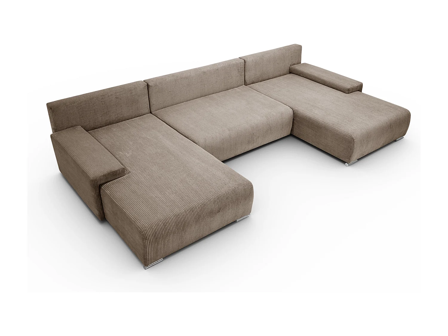 Canapé d'angle, Canapé en U, Tissu côtelé Poso, Brun clair, Livorno U