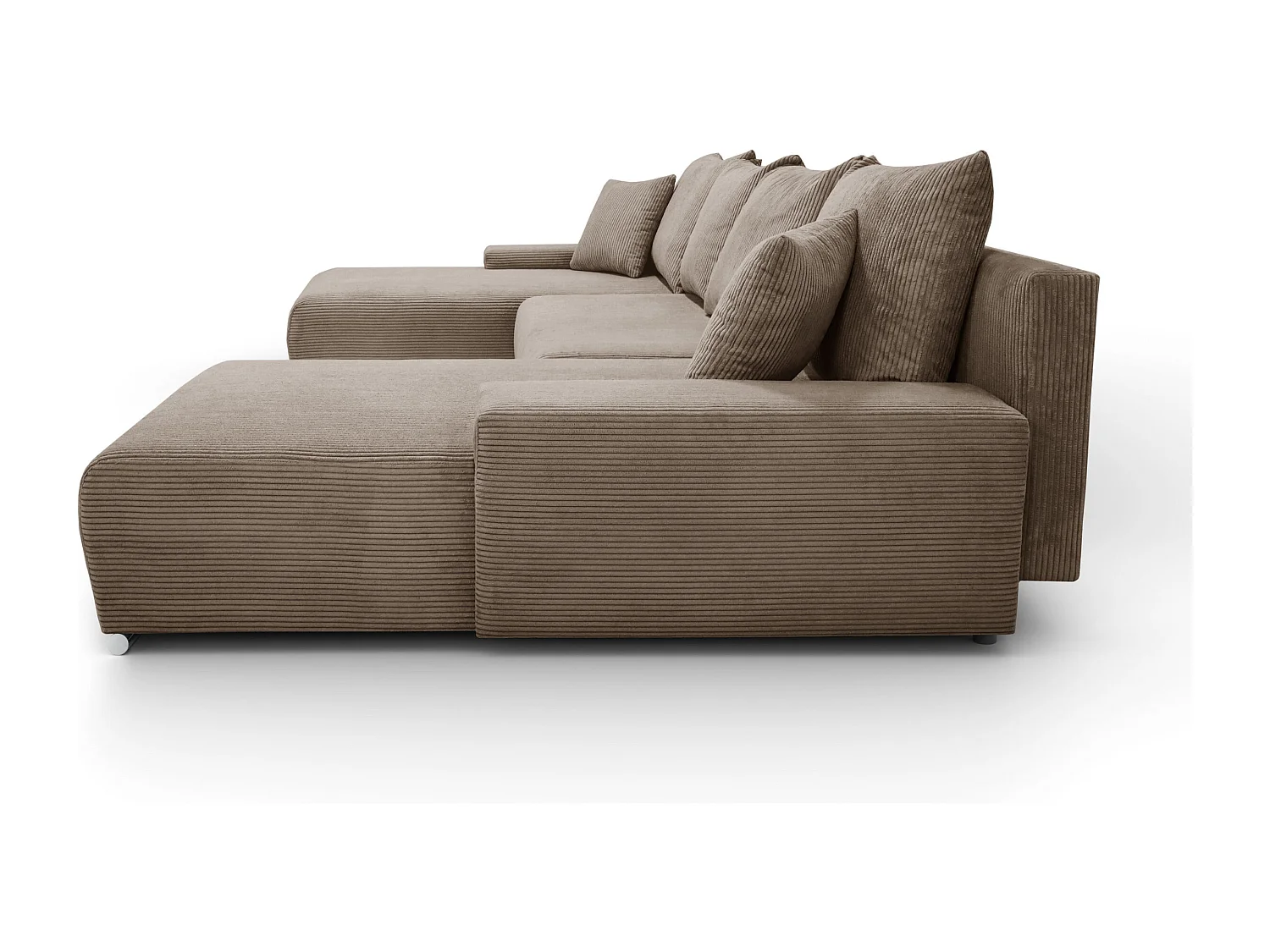 Canapé d'angle, Canapé en U, Tissu côtelé Poso, Brun clair, Livorno U