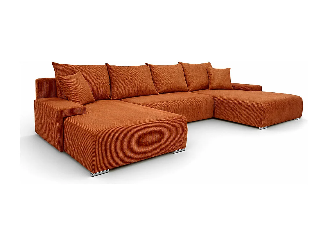 Canapé d'angle, Canapé en U, Tissu côtelé Poso, Cuivre, Livorno U