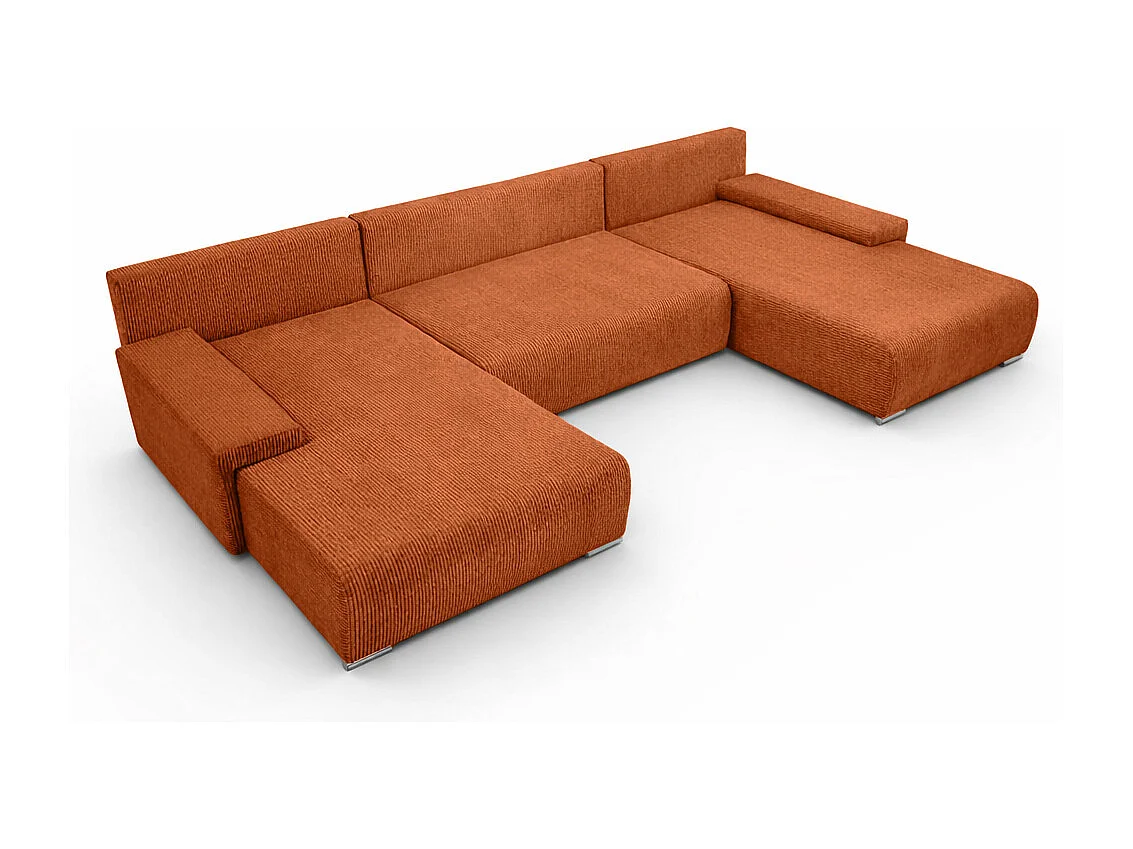 Canapé d'angle, Canapé en U, Tissu côtelé Poso, Cuivre, Livorno U