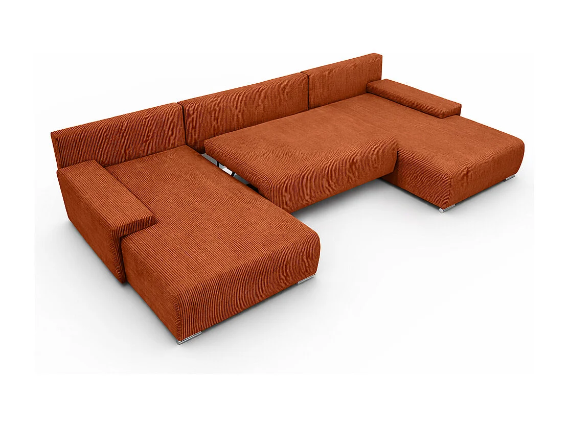 Canapé d'angle, Canapé en U, Tissu côtelé Poso, Cuivre, Livorno U
