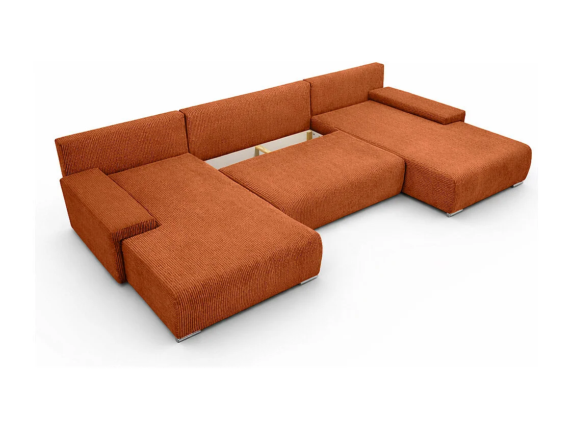 Canapé d'angle, Canapé en U, Tissu côtelé Poso, Cuivre, Livorno U