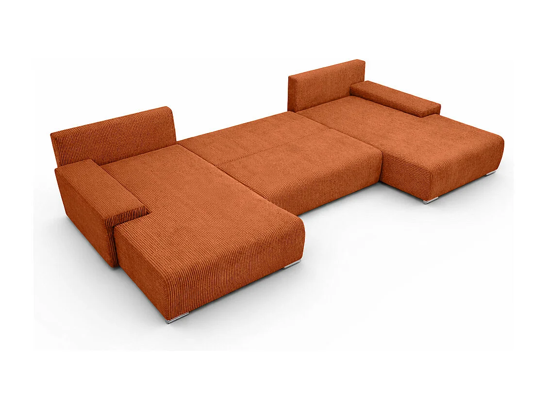 Canapé d'angle, Canapé en U, Tissu côtelé Poso, Cuivre, Livorno U