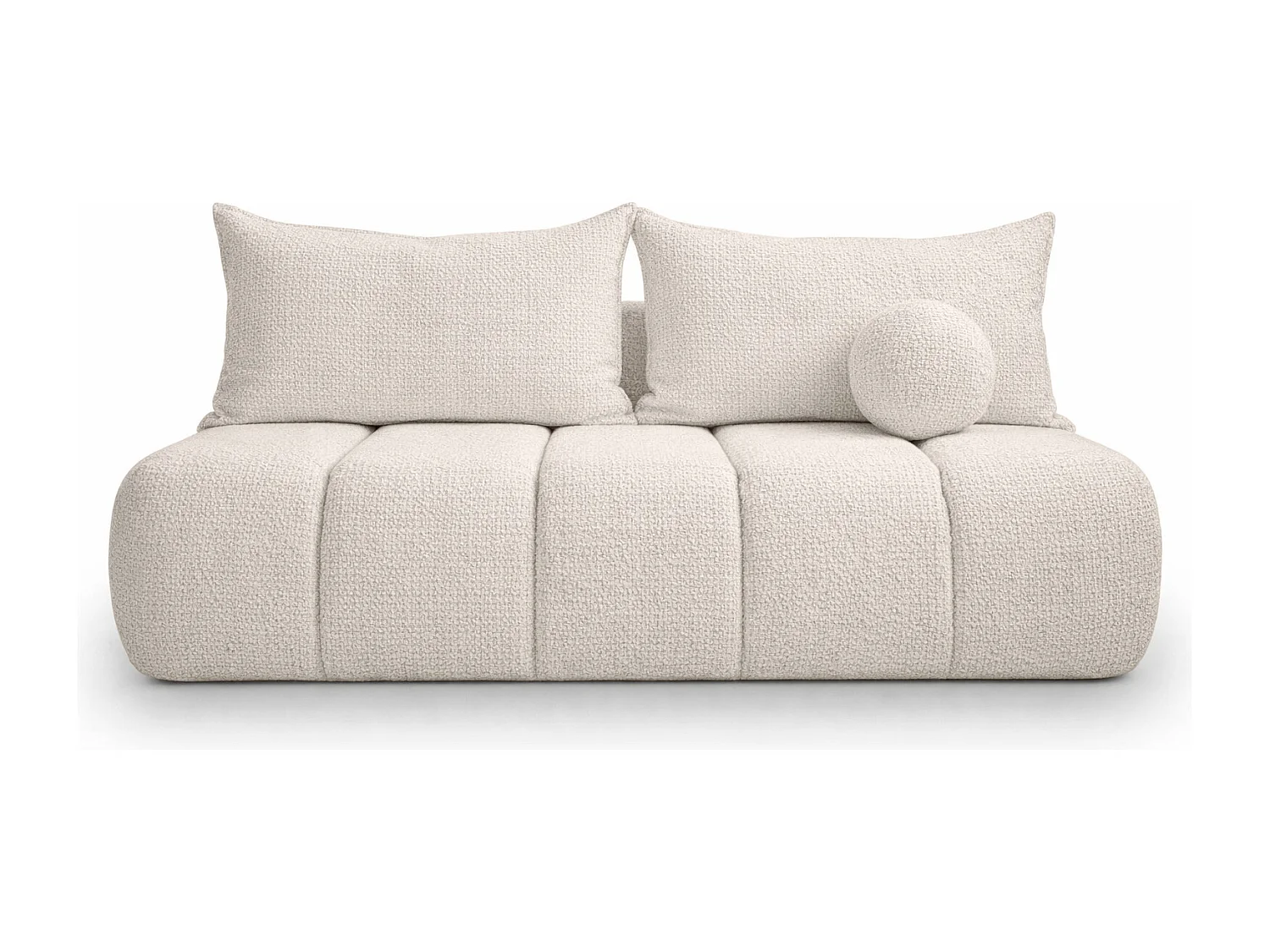 Canapé convertible avec fonction couchage et coffre de rangement, tissu chenille Flow, Beige foncé, PIANO