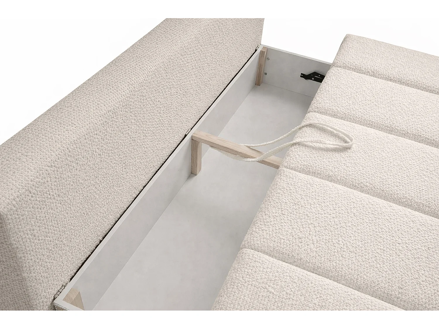 Canapé convertible avec fonction couchage et coffre de rangement, tissu chenille Flow, Beige foncé, PIANO