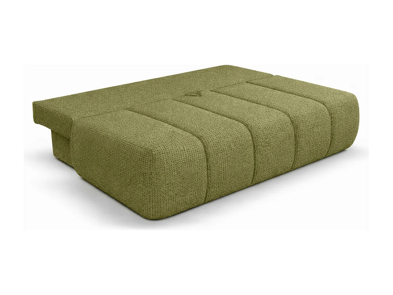 Canapé convertible avec fonction couchage et coffre de rangement, tissu chenille Flow, Olive, PIANO