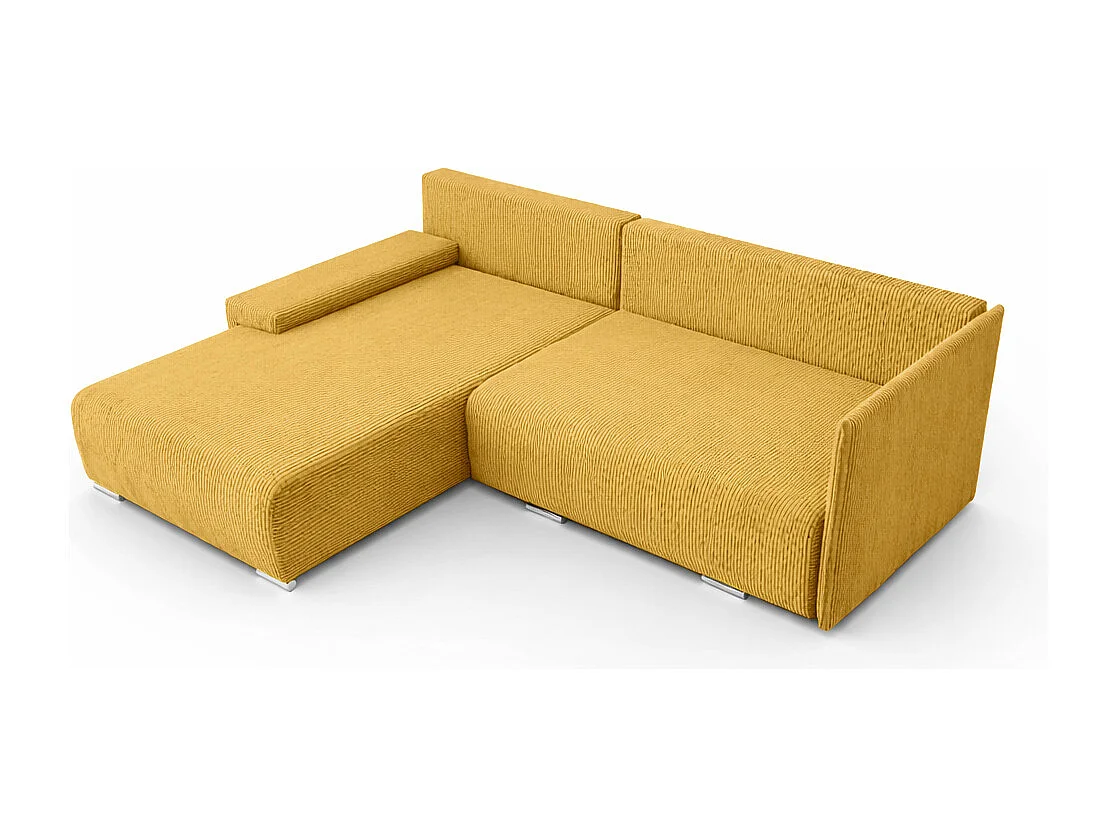 Canapé d'angle, Canapé en L, Tissu côtelé Poso, Jaune, Gauche, Livorno L