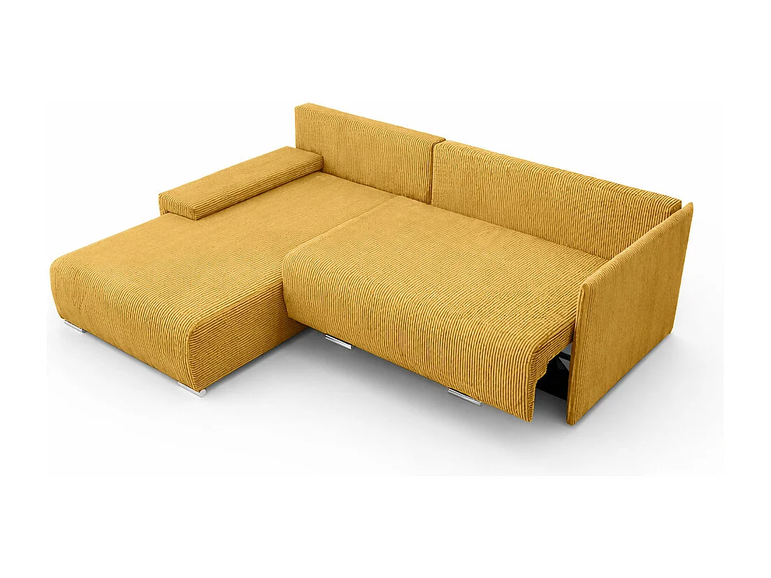 Canapé d'angle, Canapé en L, Tissu côtelé Poso, Jaune, Gauche, Livorno L
