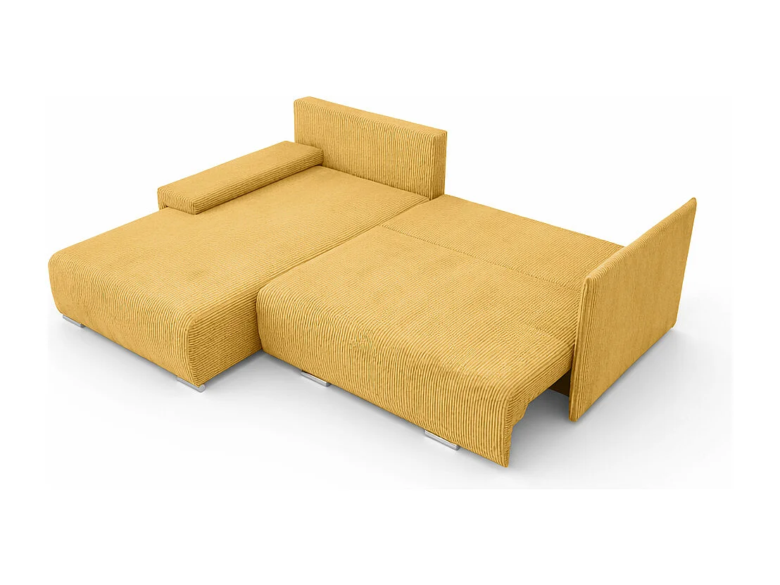 Canapé d'angle, Canapé en L, Tissu côtelé Poso, Jaune, Gauche, Livorno L