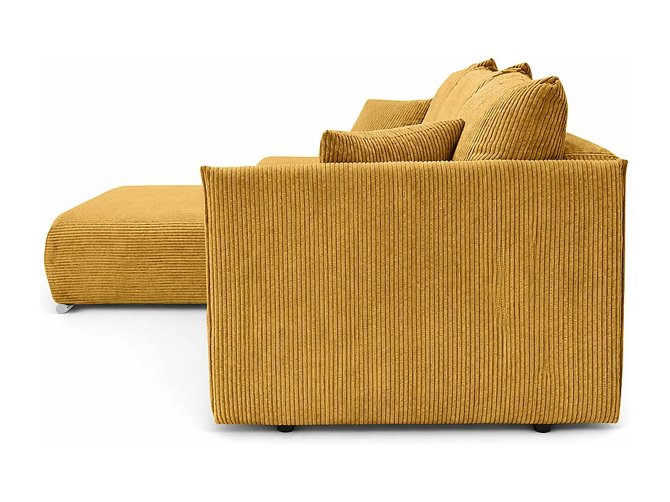 Canapé d'angle, Canapé en L, Tissu côtelé Poso, Jaune, Gauche, Livorno L