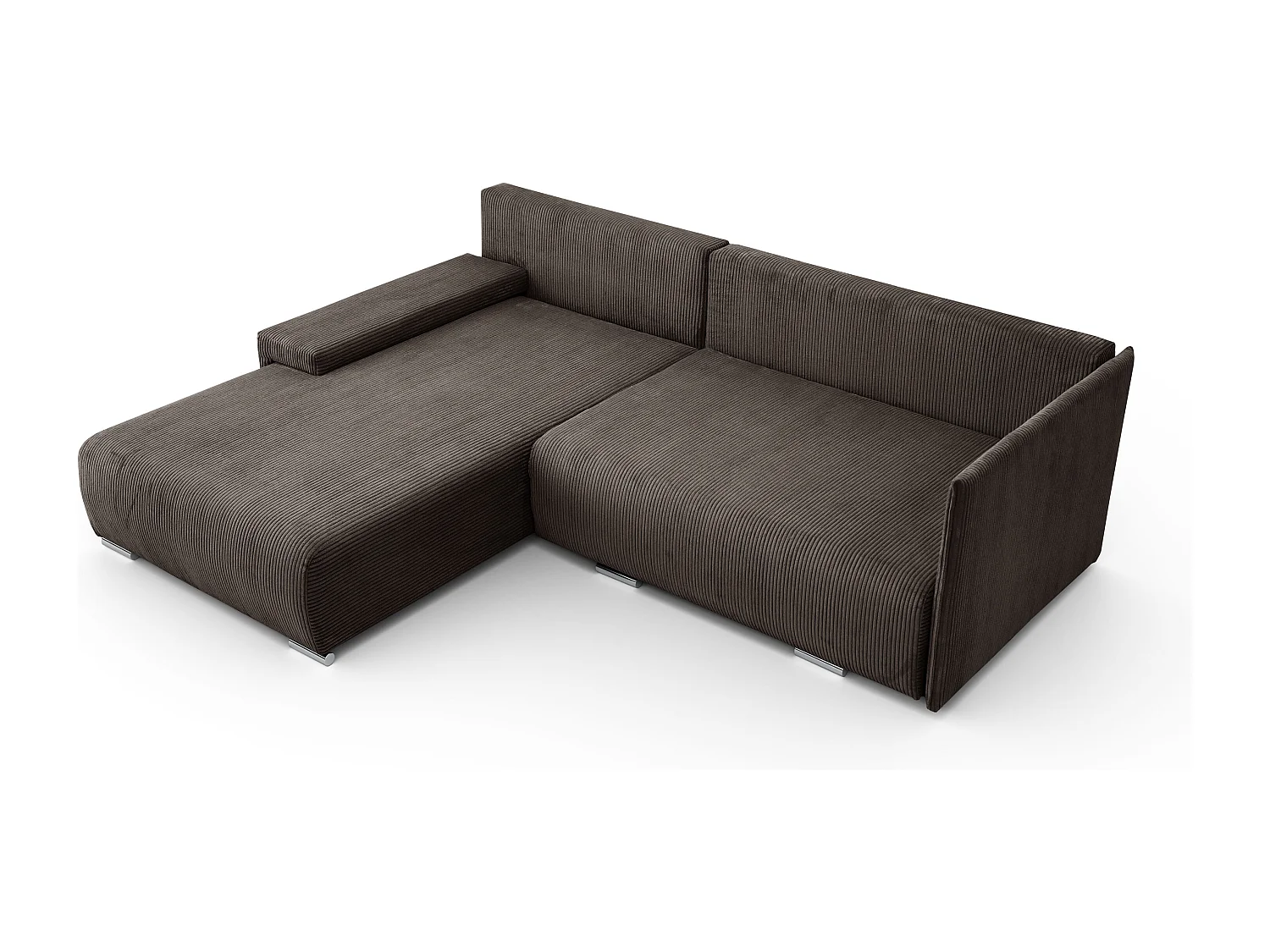 Canapé d'angle, Canapé en L, Tissu côtelé Poso, Marron, Gauche, Livorno L