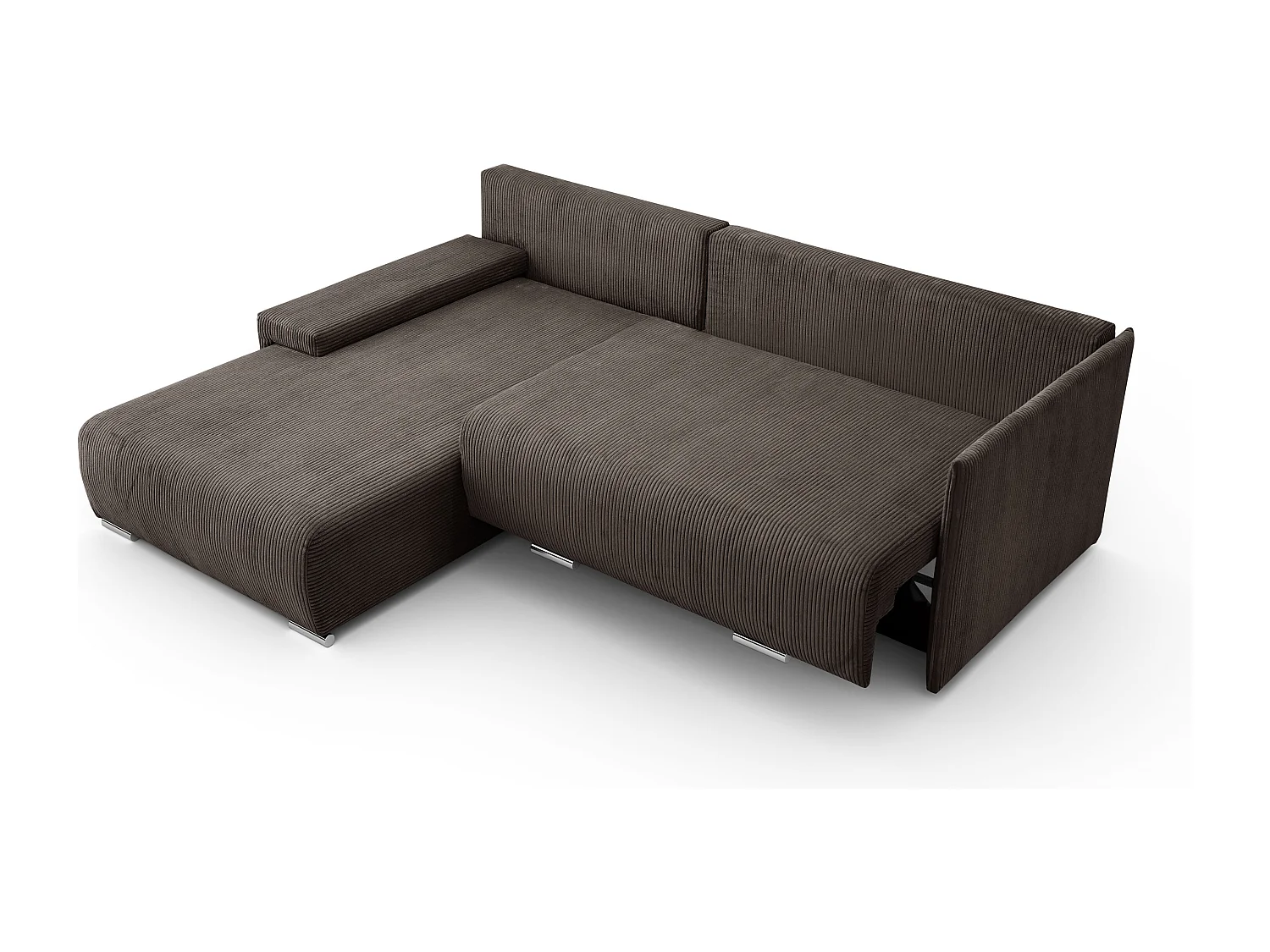 Canapé d'angle, Canapé en L, Tissu côtelé Poso, Marron, Gauche, Livorno L
