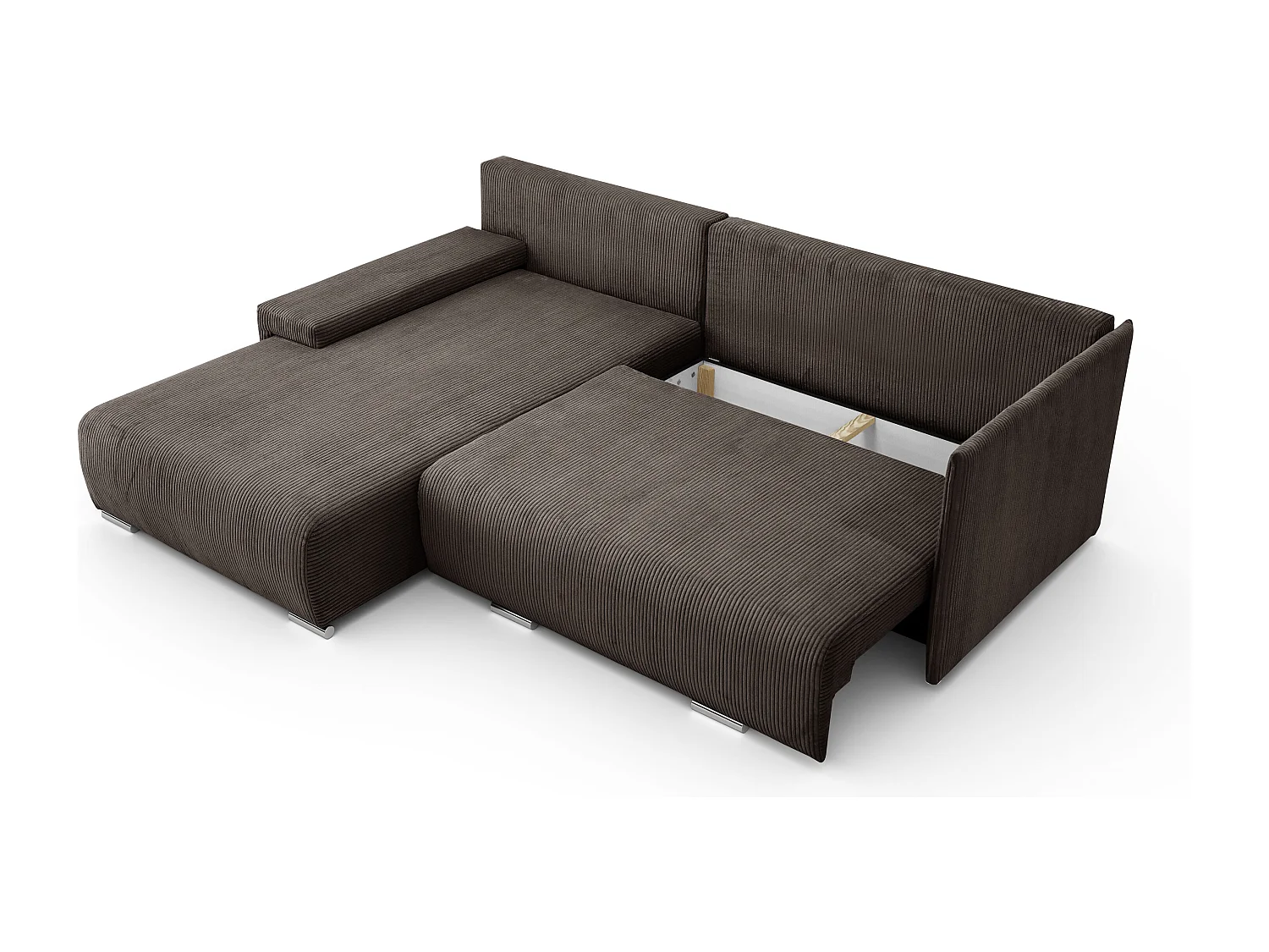Canapé d'angle, Canapé en L, Tissu côtelé Poso, Marron, Gauche, Livorno L