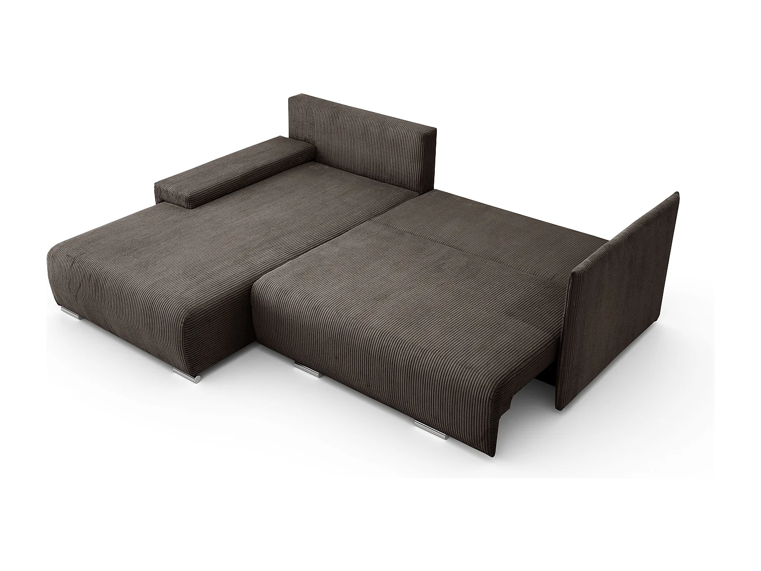 Canapé d'angle, Canapé en L, Tissu côtelé Poso, Marron, Gauche, Livorno L