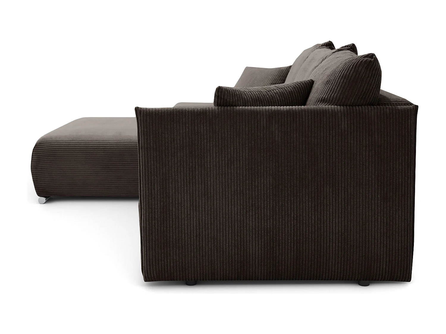 Canapé d'angle, Canapé en L, Tissu côtelé Poso, Marron, Gauche, Livorno L