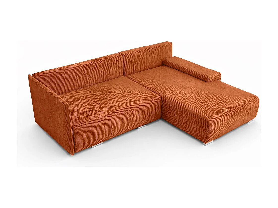 Canapé d'angle, Canapé en L, Tissu côtelé Poso, Cuivre, Droite, Livorno L