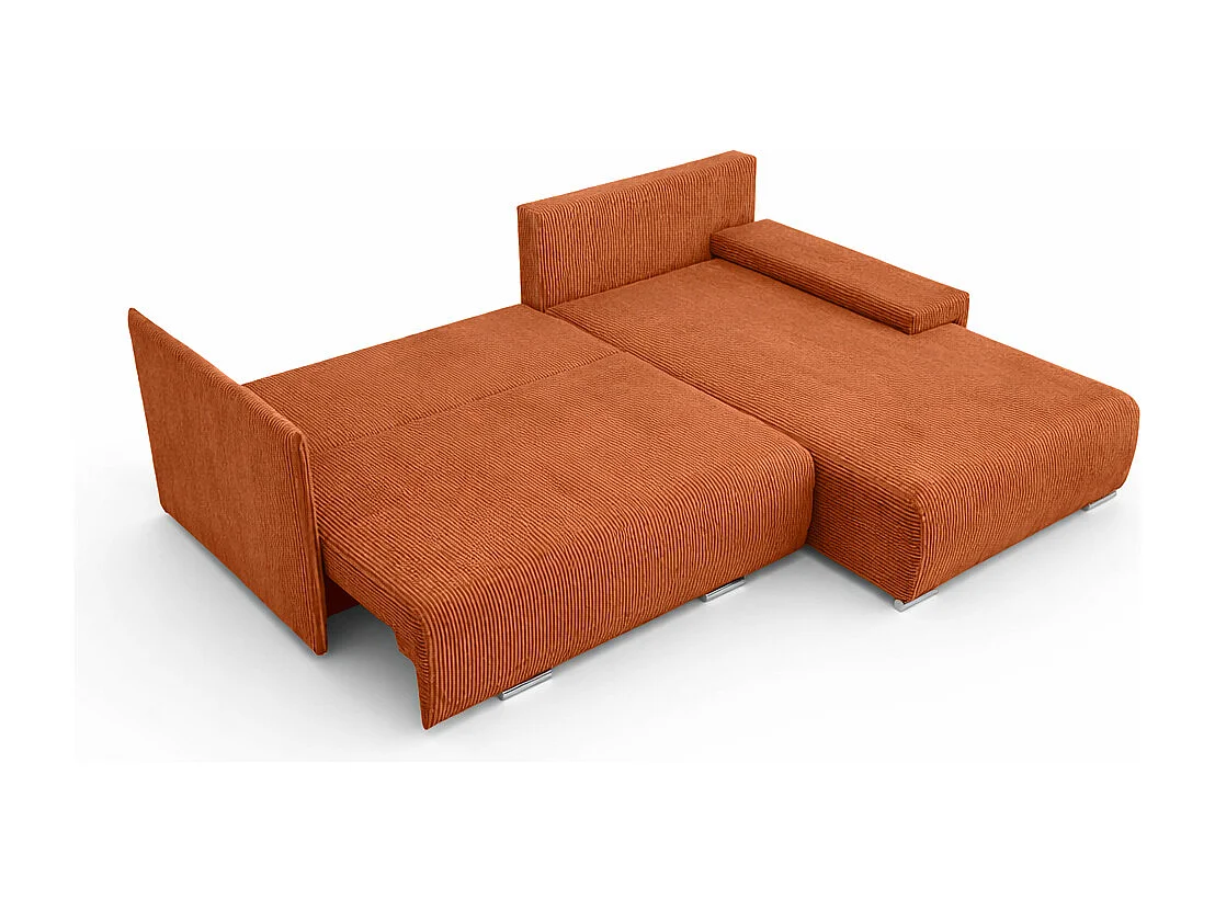Canapé d'angle, Canapé en L, Tissu côtelé Poso, Cuivre, Droite, Livorno L