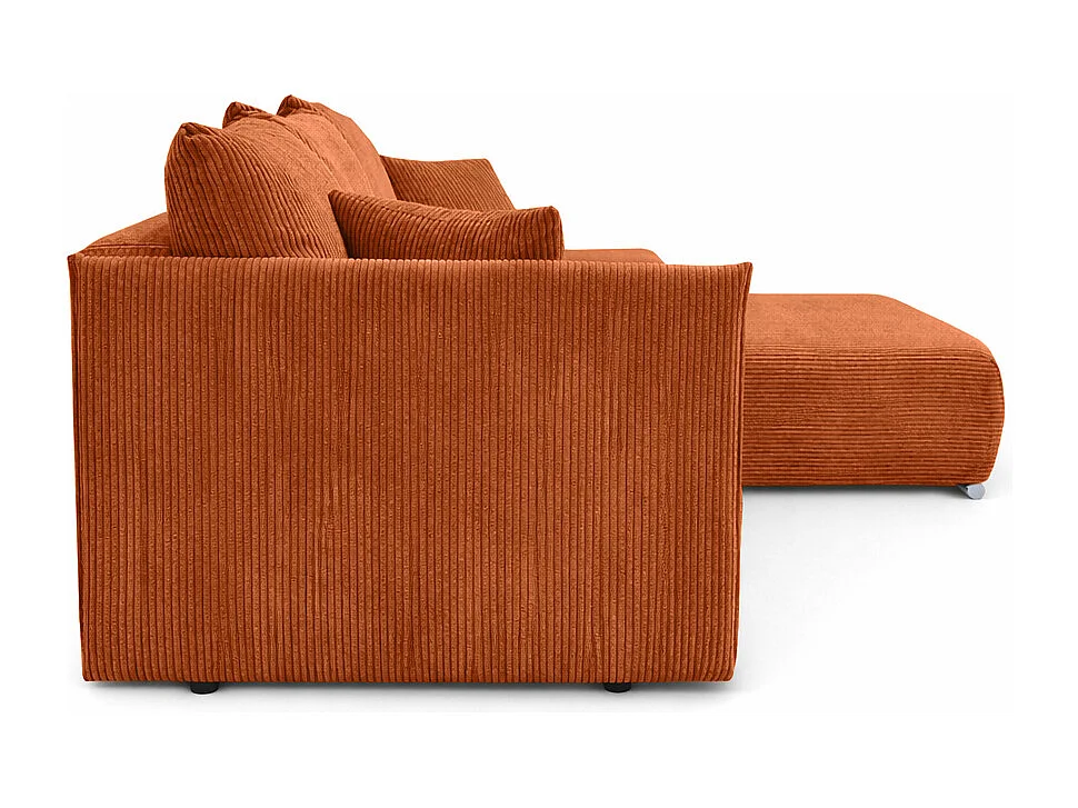 Canapé d'angle, Canapé en L, Tissu côtelé Poso, Cuivre, Droite, Livorno L