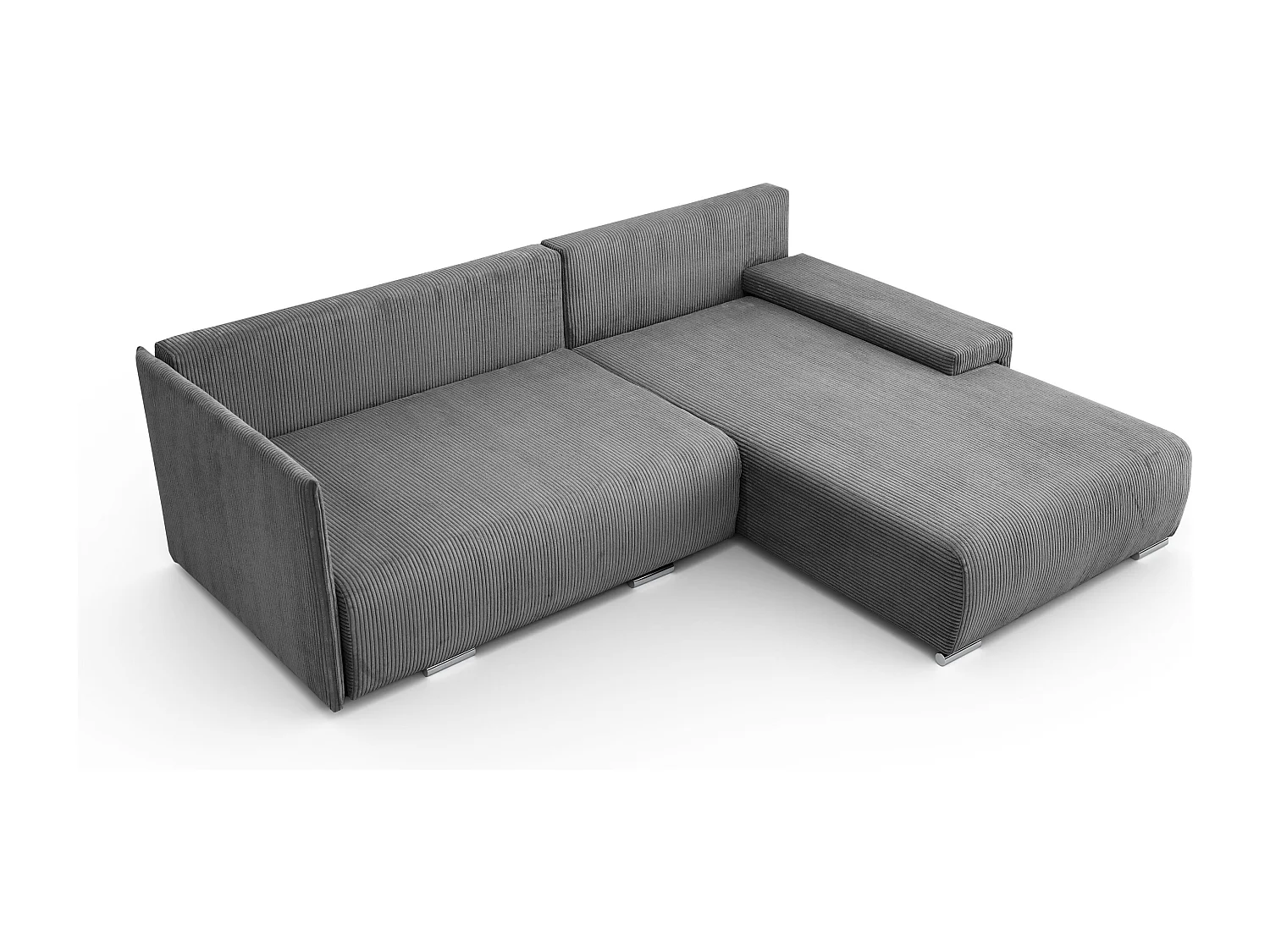 Canapé d'angle, Canapé en L, Tissu côtelé Poso, Gris, Droite, Livorno L