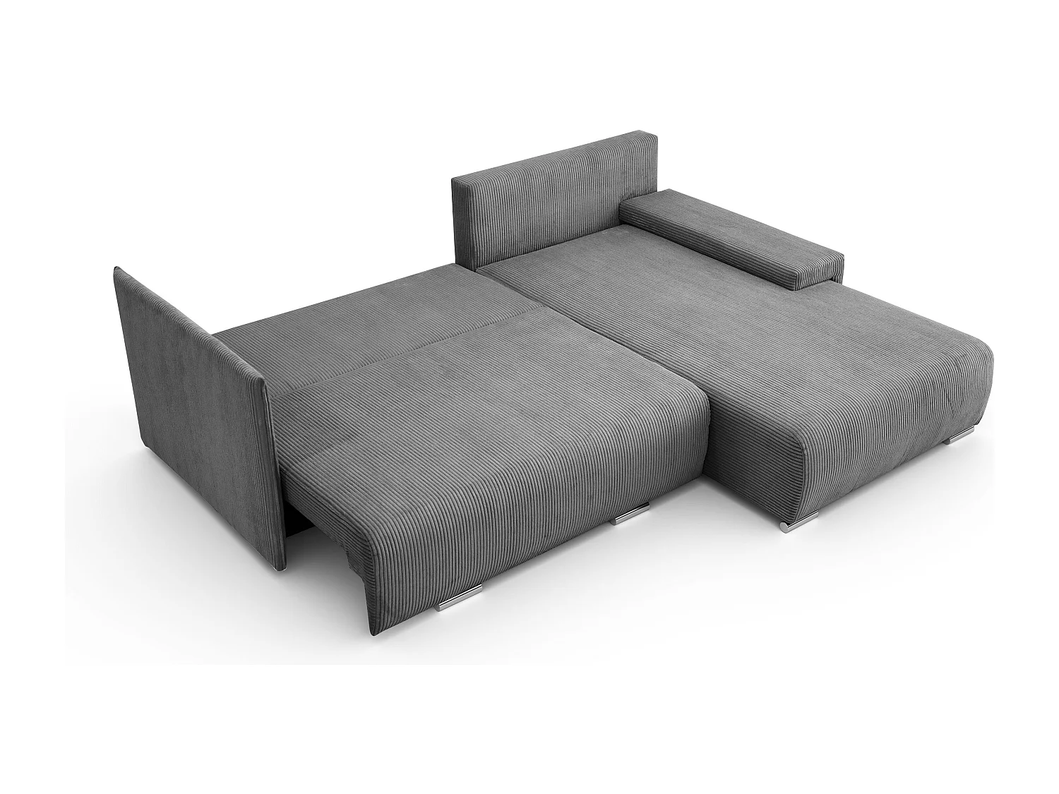 Canapé d'angle, Canapé en L, Tissu côtelé Poso, Gris, Droite, Livorno L