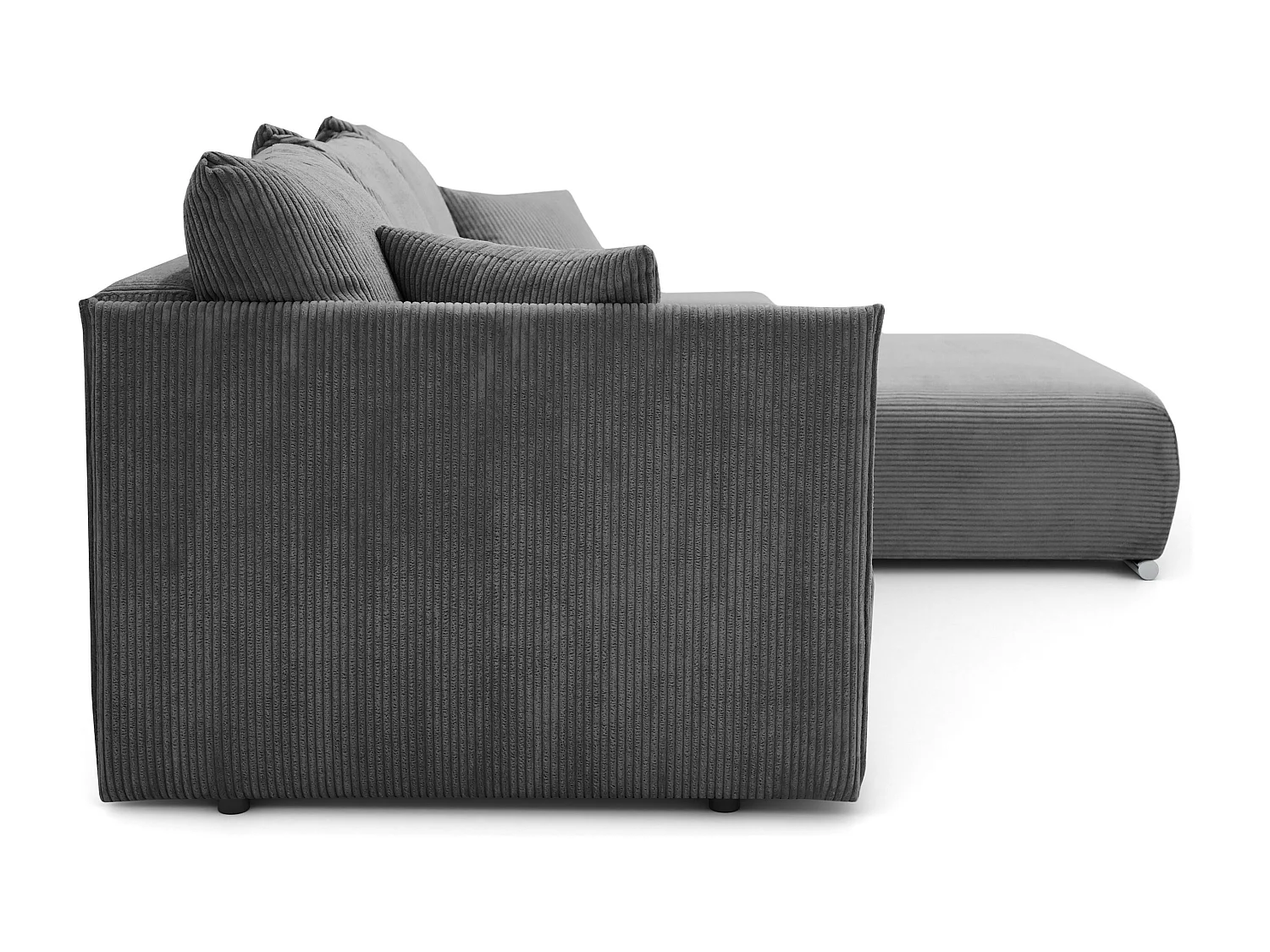 Canapé d'angle, Canapé en L, Tissu côtelé Poso, Gris, Droite, Livorno L