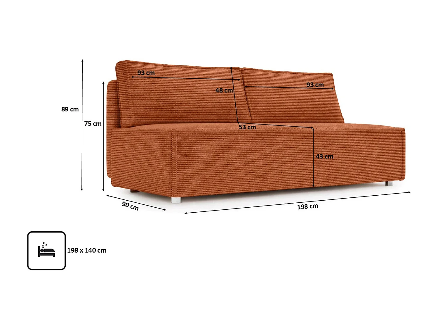 Canapé convertible DUO Poso en tissu - plusieurs coloris cuivre