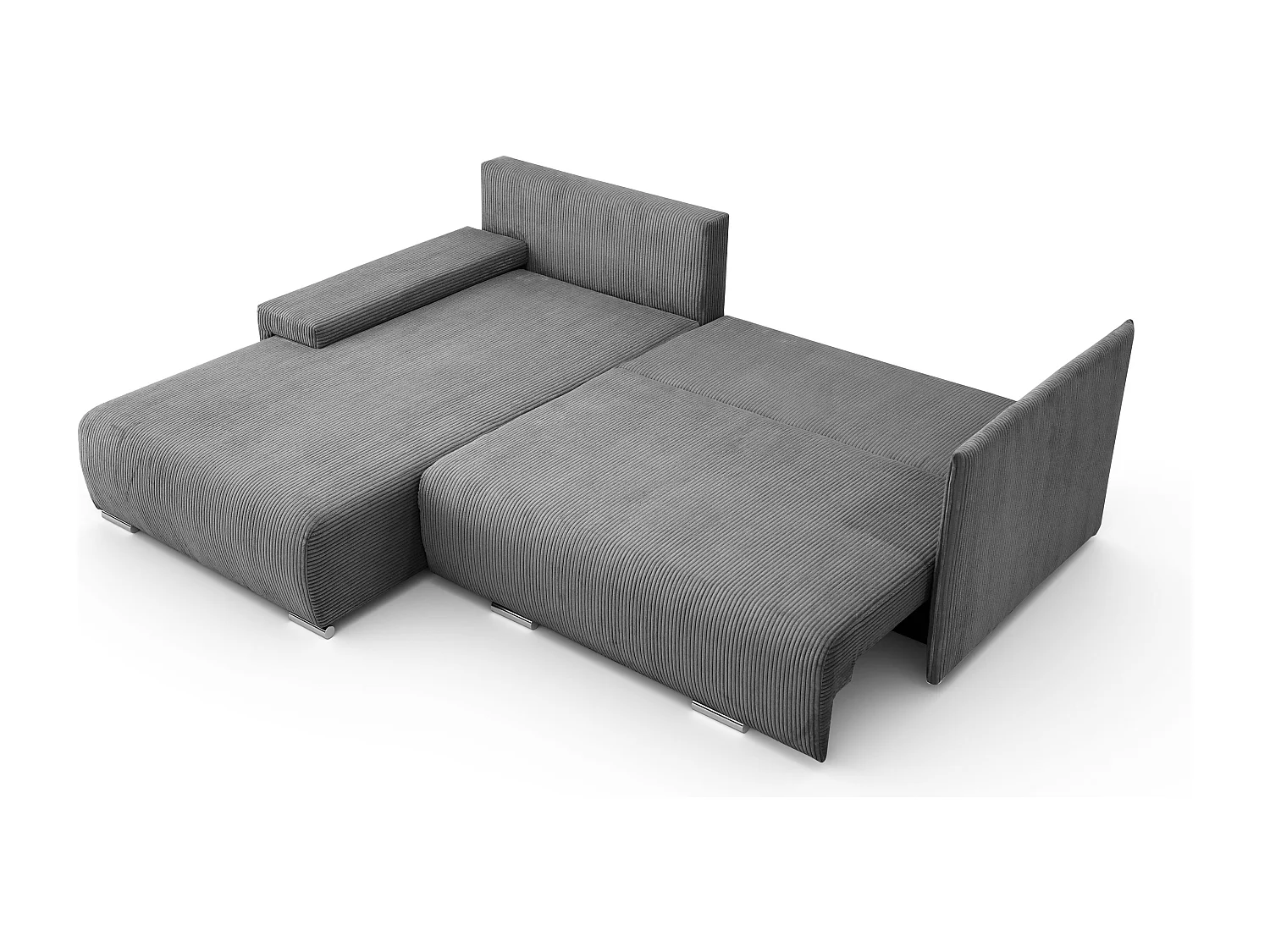 Canapé d'angle, Canapé en L, Tissu côtelé Poso, Gris, Gauche, Livorno L
