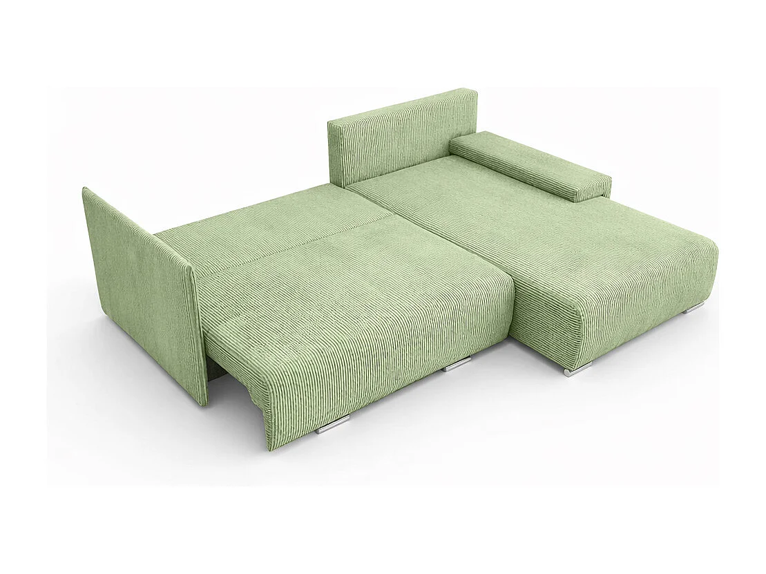 Canapé d'angle, Canapé en L, Tissu côtelé Poso, Vert clair, Droite, Livorno L