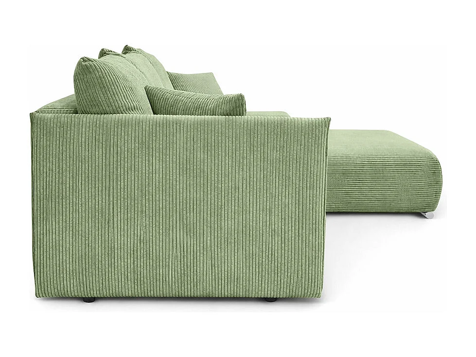 Canapé d'angle, Canapé en L, Tissu côtelé Poso, Vert clair, Droite, Livorno L