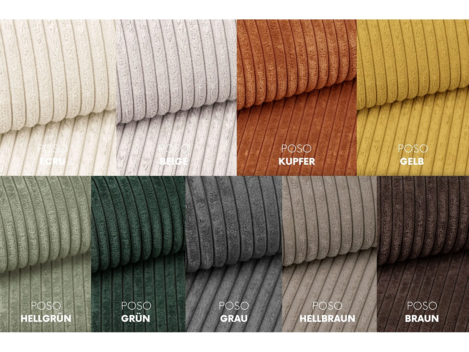 Canapé d'angle, Canapé en L, Tissu côtelé Poso, Vert clair, Droite, Livorno L