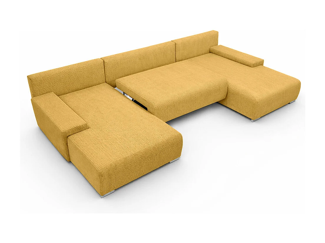 Canapé d'angle, Canapé en U, Tissu côtelé Poso, Jaune, Livorno U