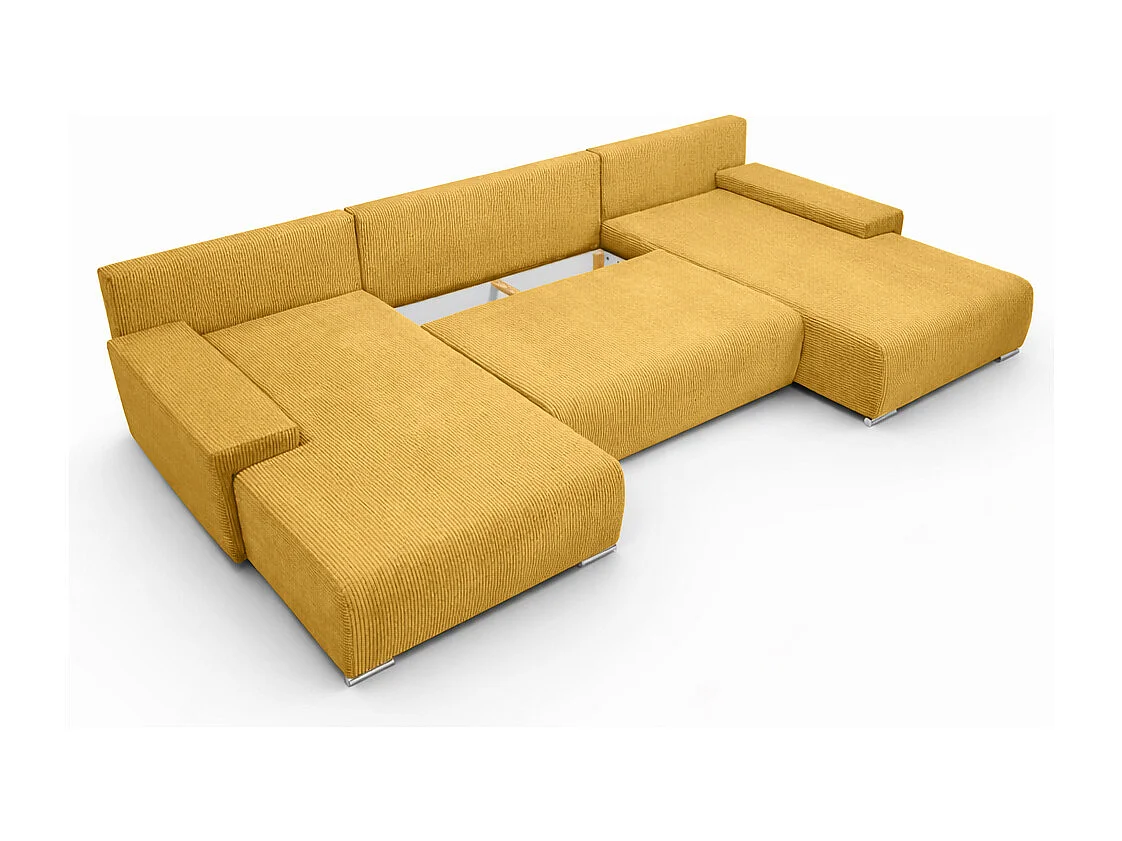 Canapé d'angle, Canapé en U, Tissu côtelé Poso, Jaune, Livorno U