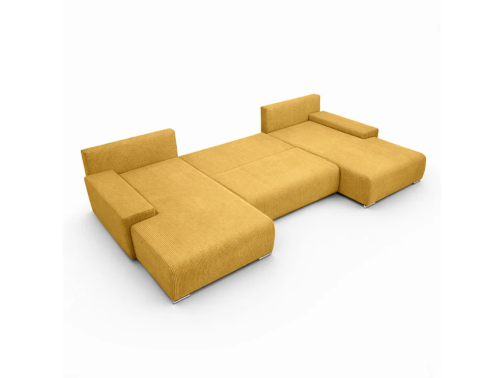 Canapé d'angle, Canapé en U, Tissu côtelé Poso, Jaune, Livorno U