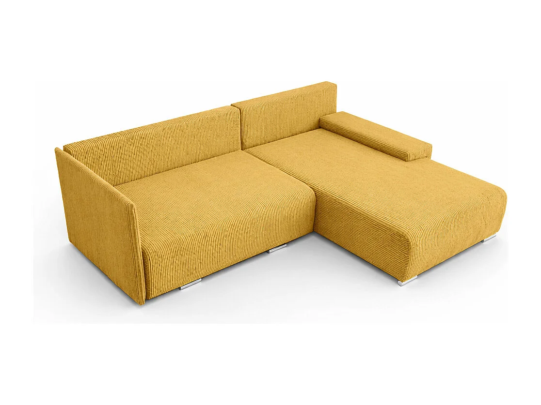 Canapé d'angle, Canapé en L, Tissu côtelé Poso, Jaune, Droite, Livorno L