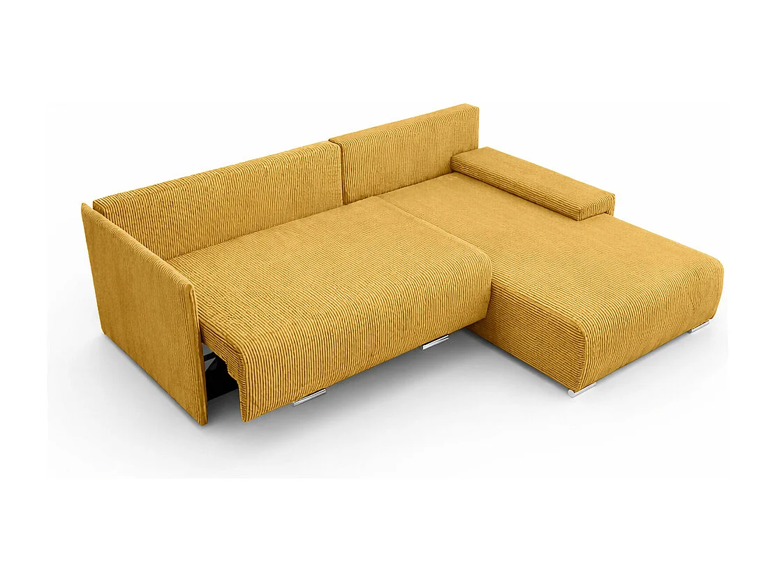 Canapé d'angle, Canapé en L, Tissu côtelé Poso, Jaune, Droite, Livorno L