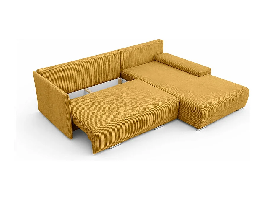 Canapé d'angle, Canapé en L, Tissu côtelé Poso, Jaune, Droite, Livorno L