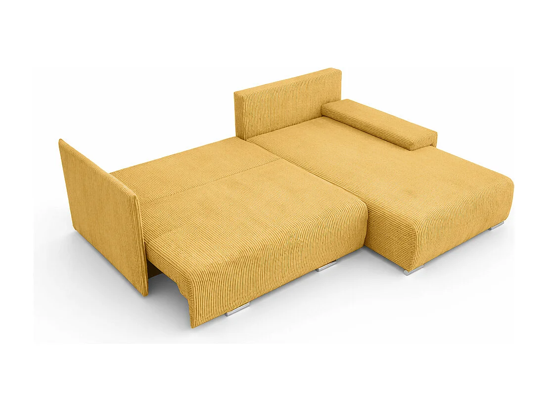 Canapé d'angle, Canapé en L, Tissu côtelé Poso, Jaune, Droite, Livorno L