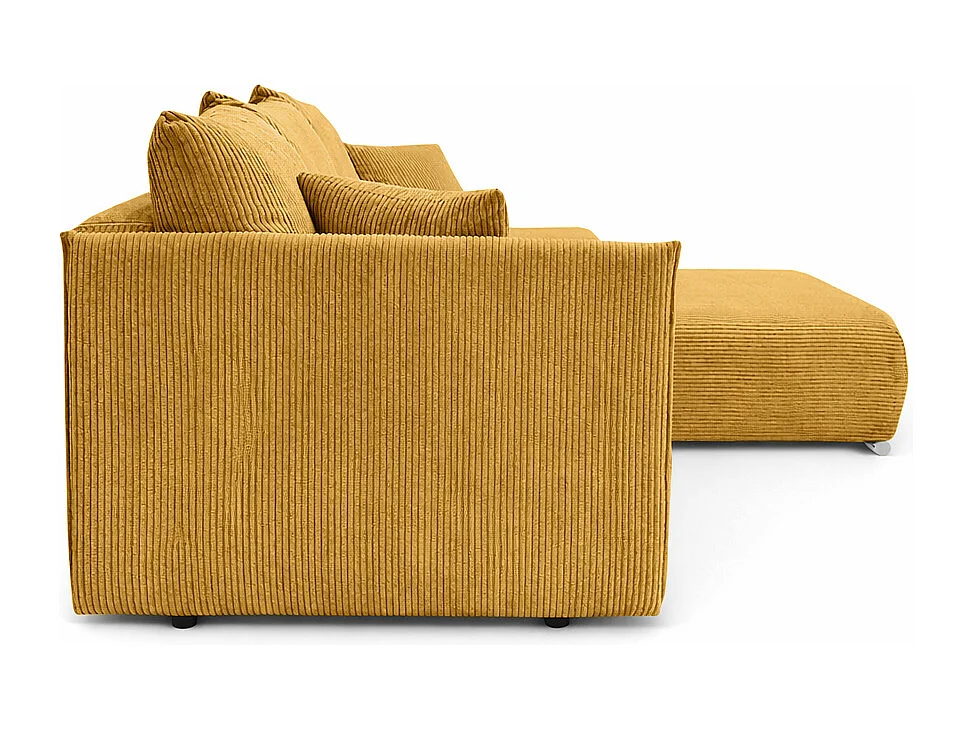 Canapé d'angle, Canapé en L, Tissu côtelé Poso, Jaune, Droite, Livorno L