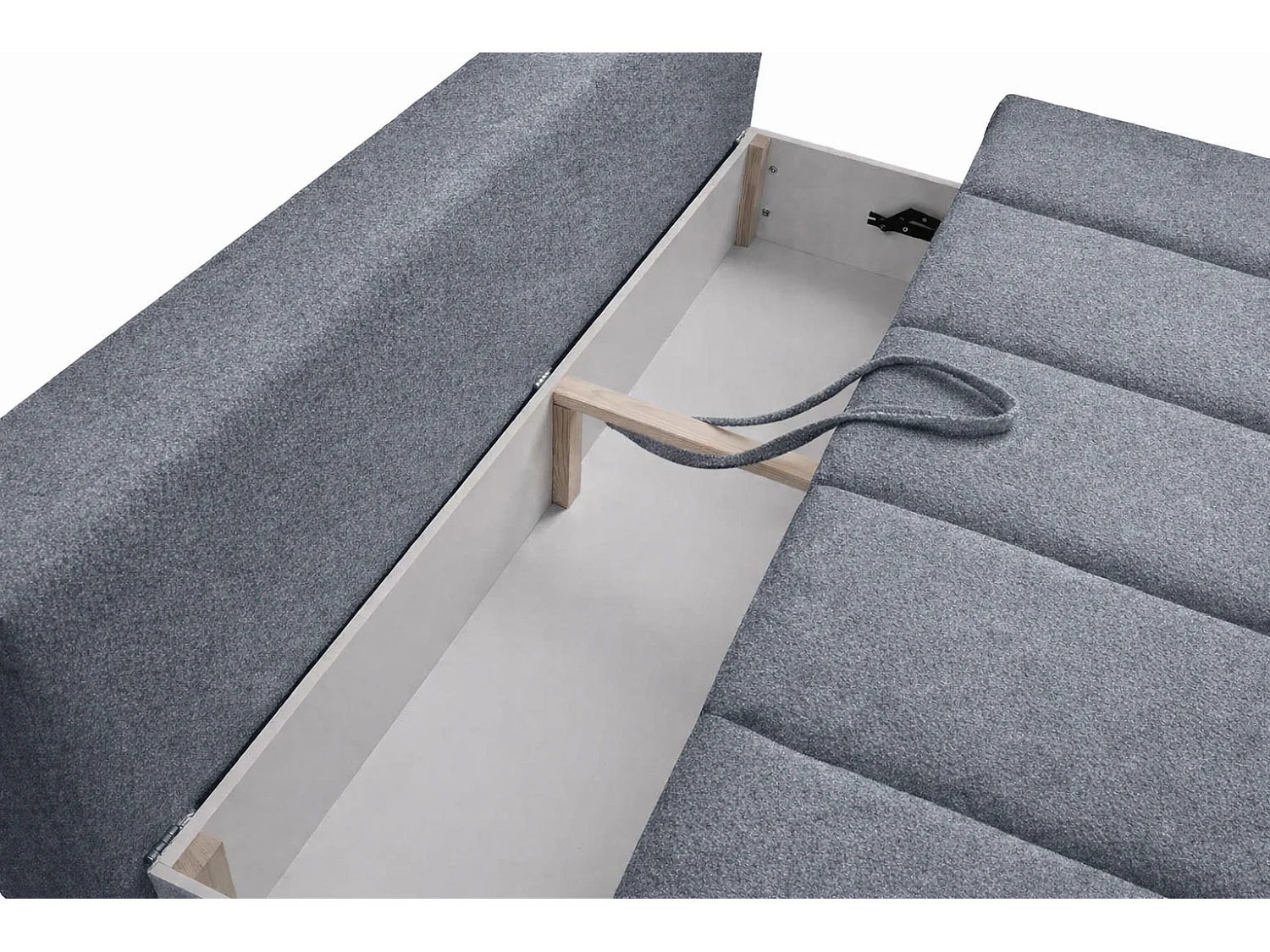 Canapé convertible avec fonction couchage et coffre de rangement, velours Monolith, Argent, PIANO