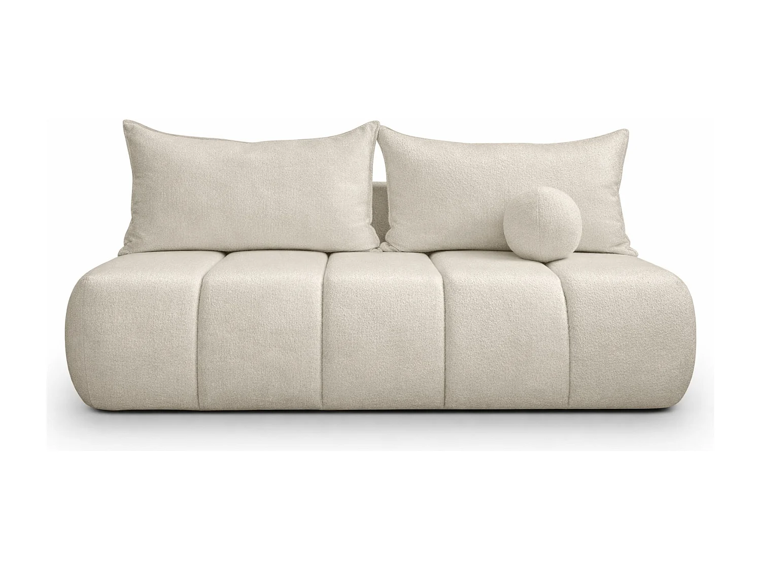 Canapé convertible avec fonction couchage et coffre de rangement, velours Monolith, Ecru, PIANO